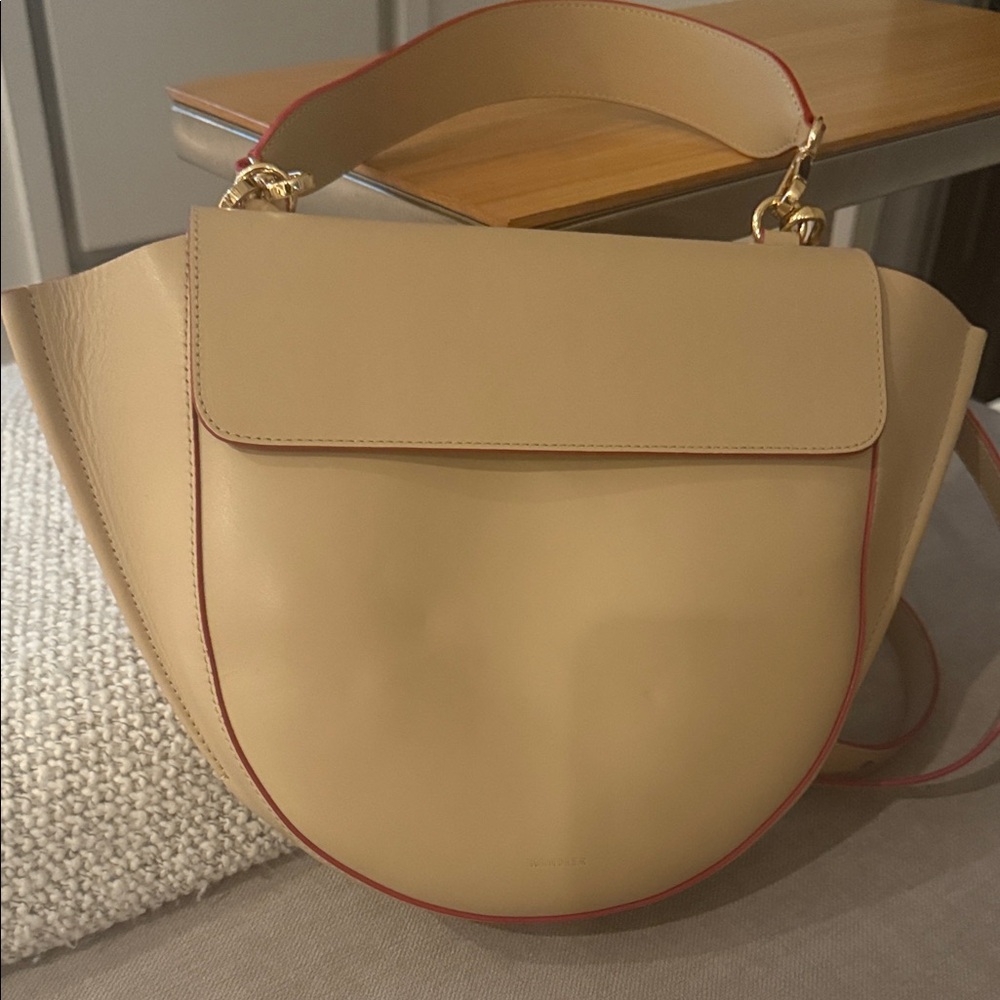 Wandler Tan Shoulder Bag with Red Accents